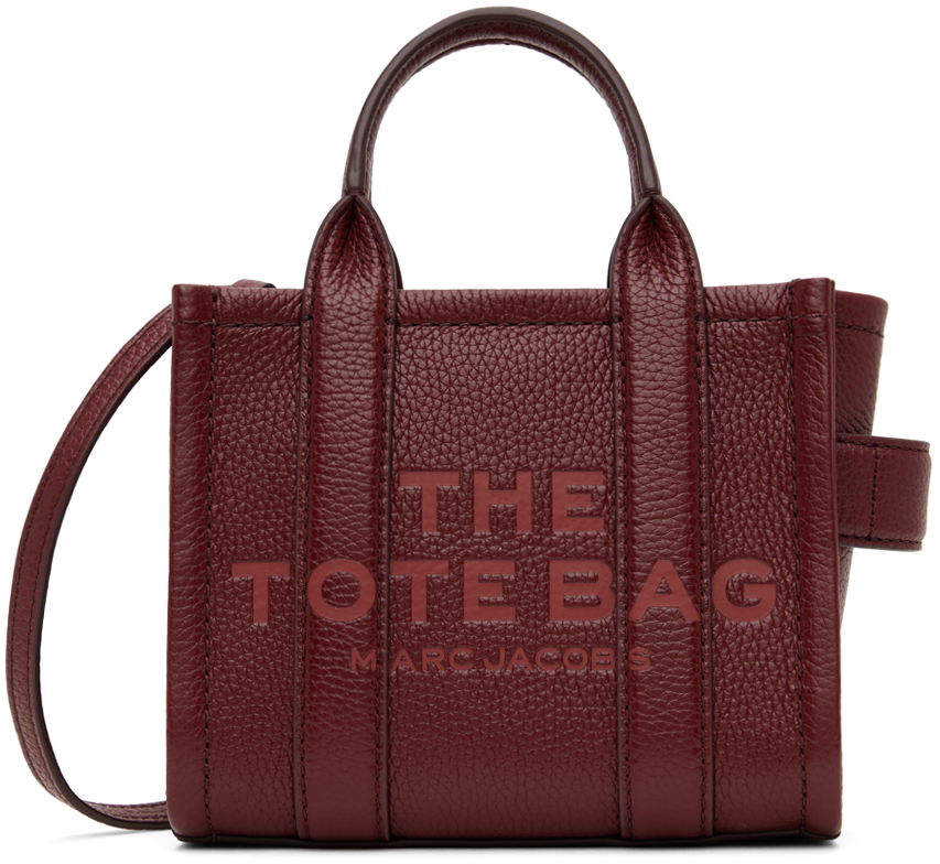 Shop Marc Jacobs Burgundy 'the Leather Mini Tote Bag' Tote In 602 Cherry