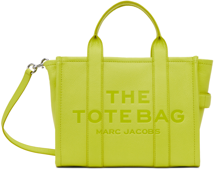 Marc Jacobs Fluo Yellow Leather Medium The Tote Bag Handbag In Limoncello