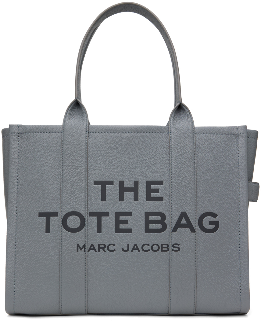 Marc Jacobs Grey 'the Leather Large' Tote In 050 Wolf Grey