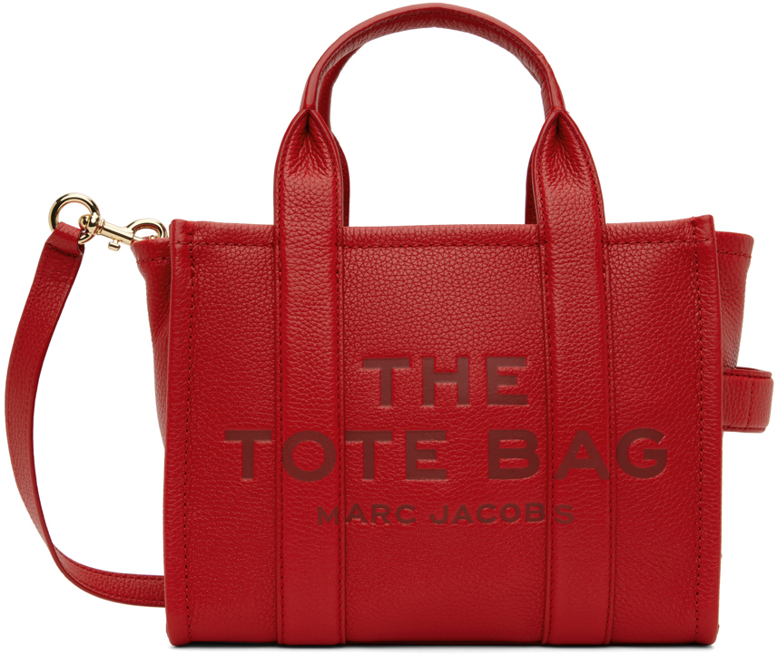 Marc Jacobs Red 'the Leather Small Tote Bag' Tote In 617 True Red