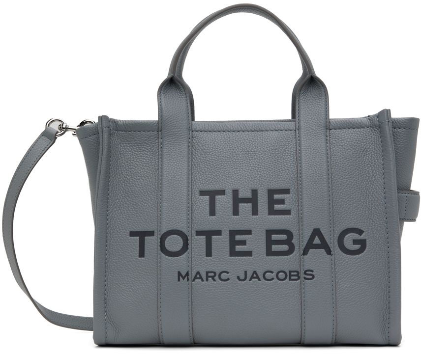 Marc Jacobs Gray 'the Leather Medium Tote Bag' Tote In 050 Wolf Grey