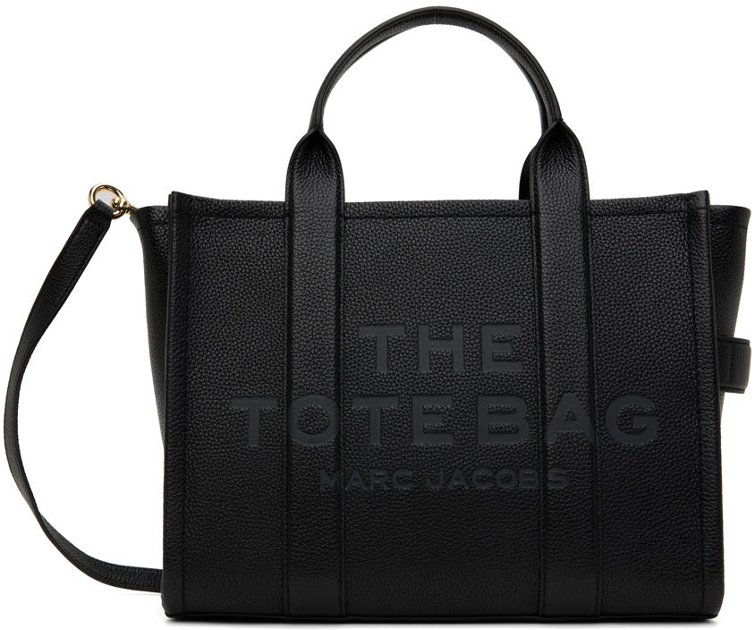 Marc Jacobs Black 'the Leather Medium' Tote In 001 Black