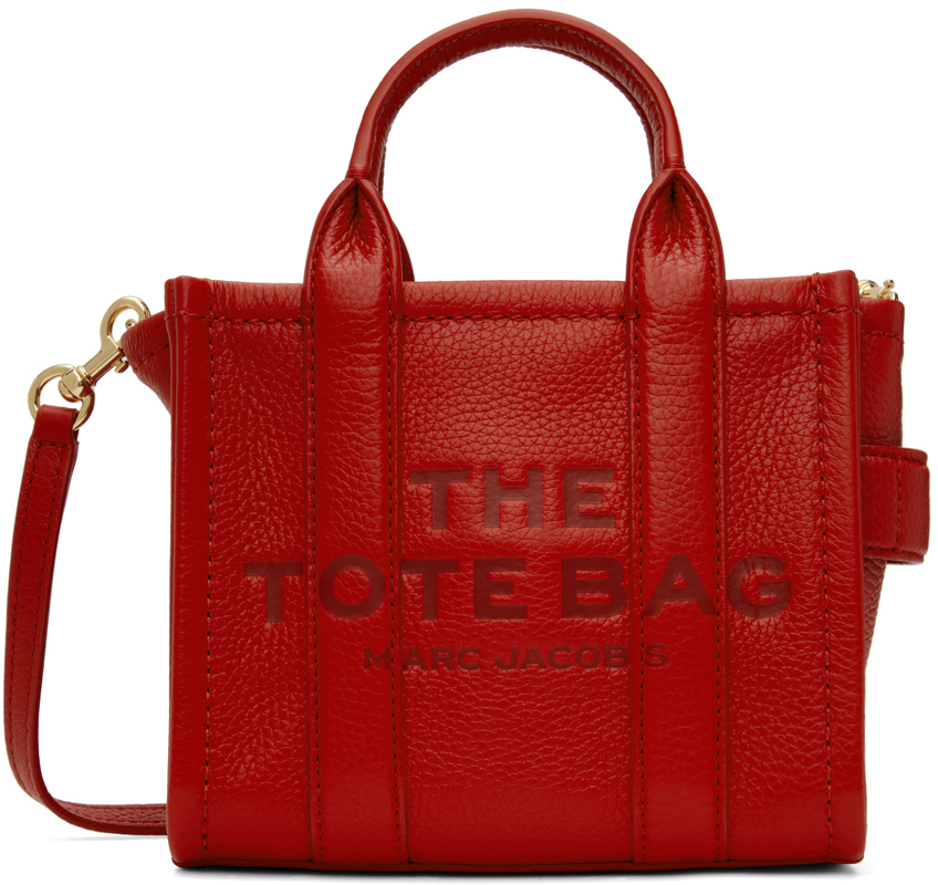 Shop Marc Jacobs Red 'the Leather Mini' Tote In 617 True Red