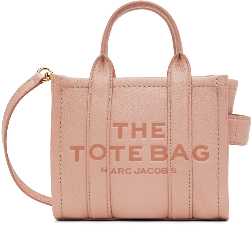 Shop Marc Jacobs Pink 'the Leather Mini Tote Bag' Tote In 624 Rose