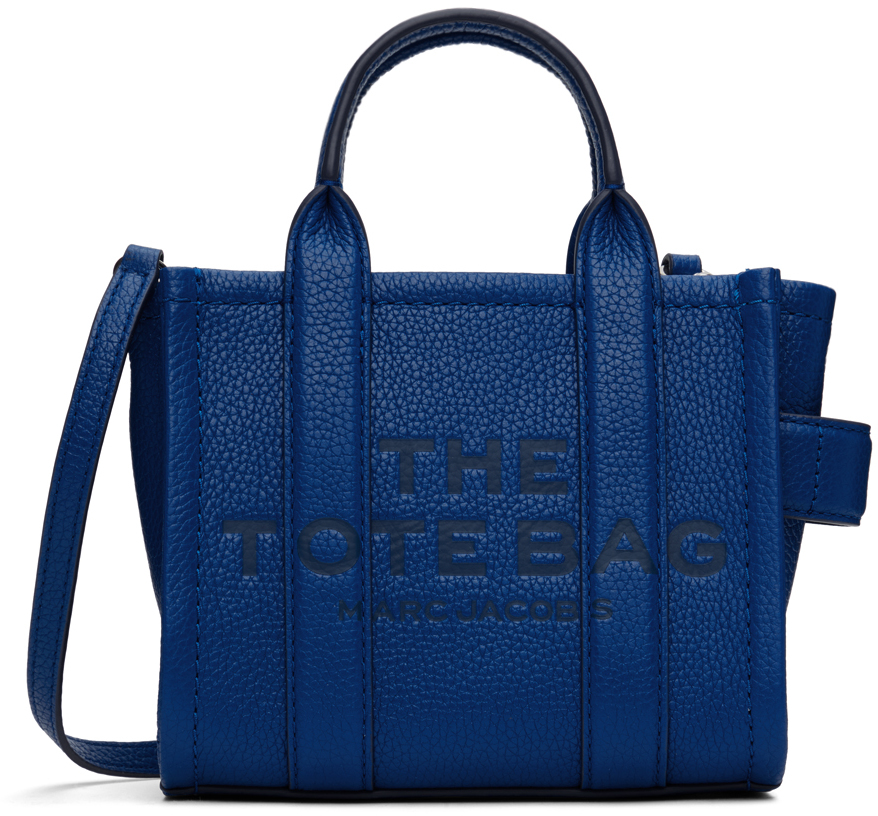 Shop Marc Jacobs Blue 'the Leather Mini' Tote In 486 Cobalt