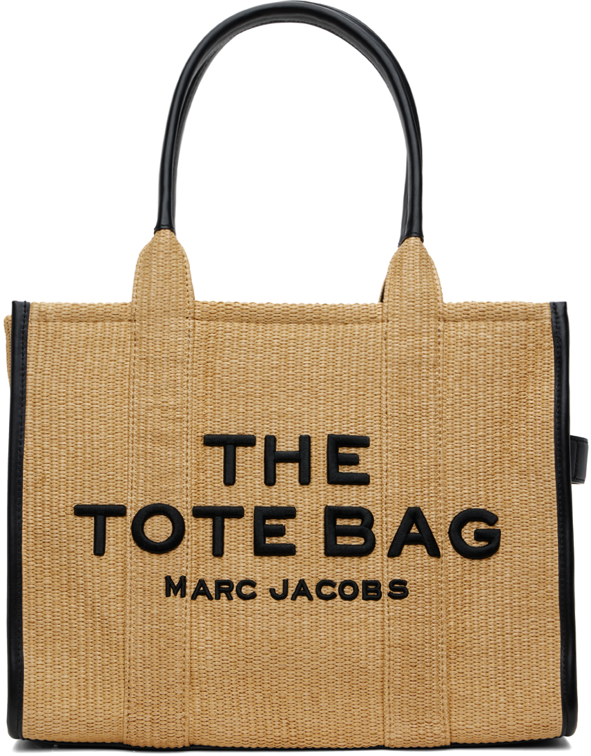 Marc Jacobs: Grand Cabas 'The Tote Bag' Beige En Raphia Tissé | SSENSE ...