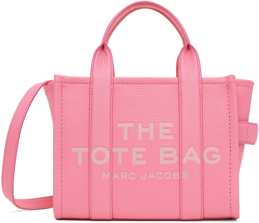 Shop Marc Jacobs Pink 'the Leather Small' Tote In 666 Petal Pink