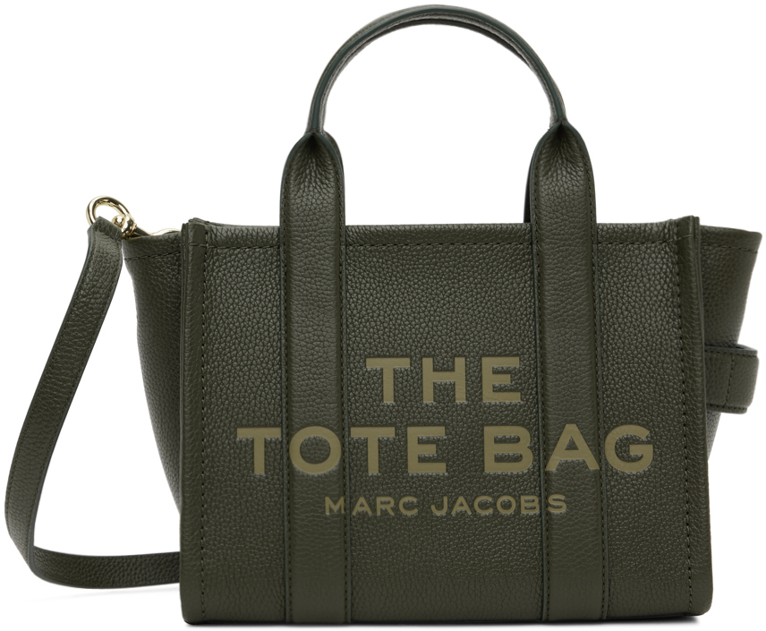 Shop Marc Jacobs Green 'the Leather Small' Tote In 305 Forest