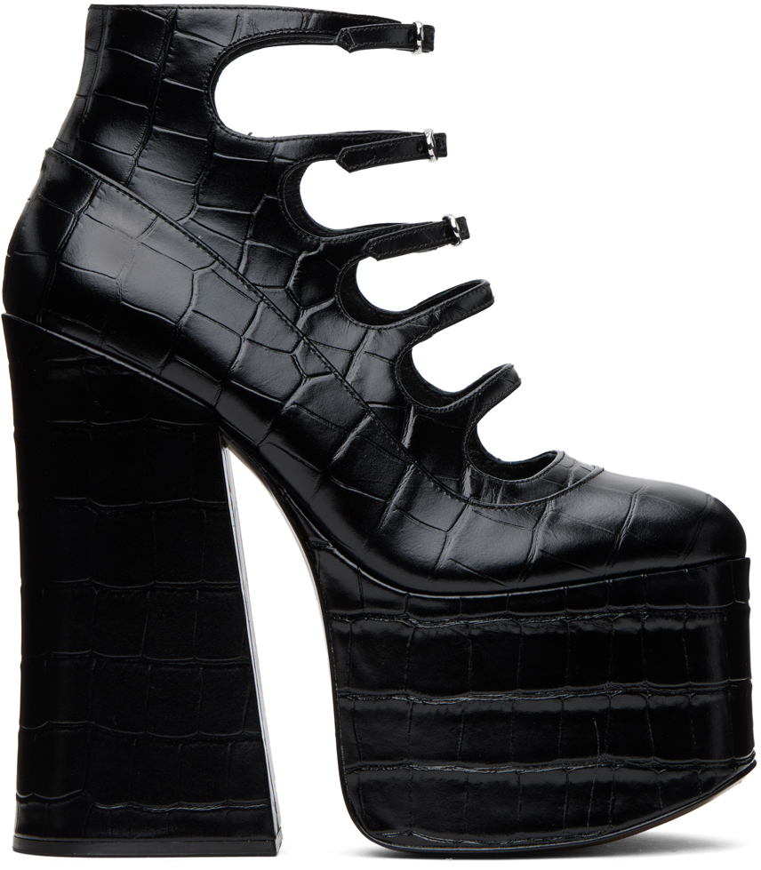 Shop Marc Jacobs Black 'the Croc Embossed Kiki' Heels In 001 Black