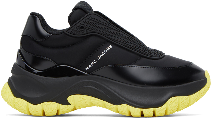 Shop Marc Jacobs Black 'the Lazy Runner' Sneakers In 785 Limoncello/black