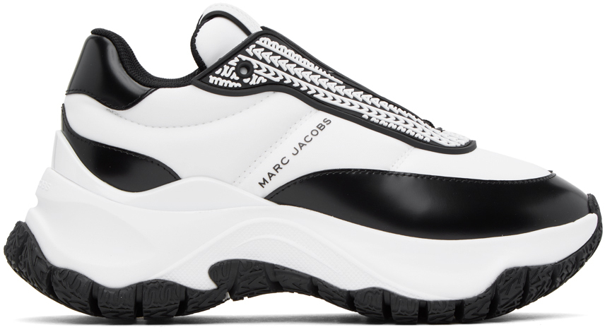 Shop Marc Jacobs White & Black 'the Lazy Runner' Sneakers In 116 White/black