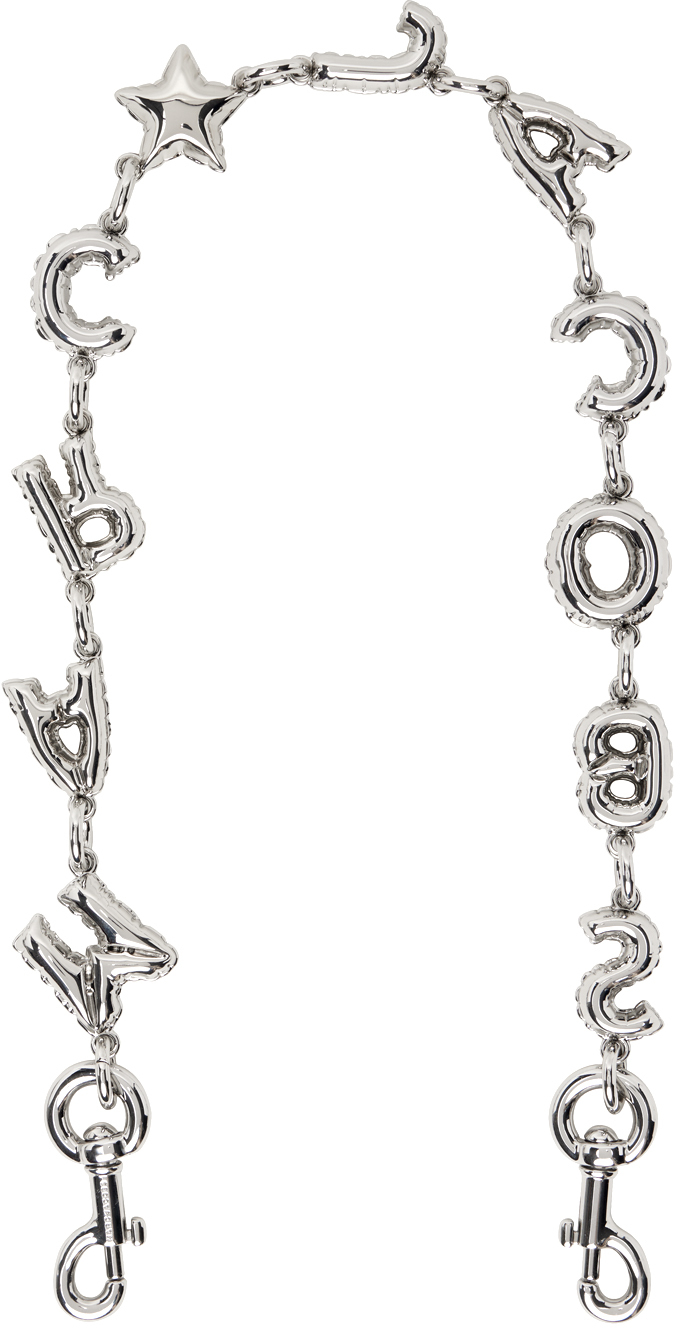 Marc Jacobs Silver 'the Bubble Chain' Shoulder Strap In 042 Nickel