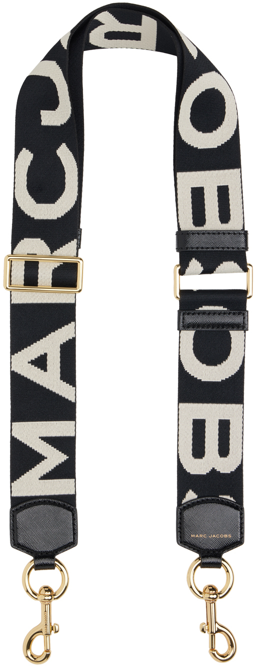 Marc Jacobs Black & White 'the Logo Webbing' Shoulder Strap In 005 Black/white