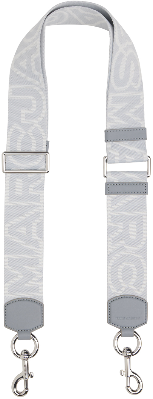 Marc Jacobs Gray 'the Outline Logo Webbing' Shoulder Strap In 046 Wolf Grey Multi