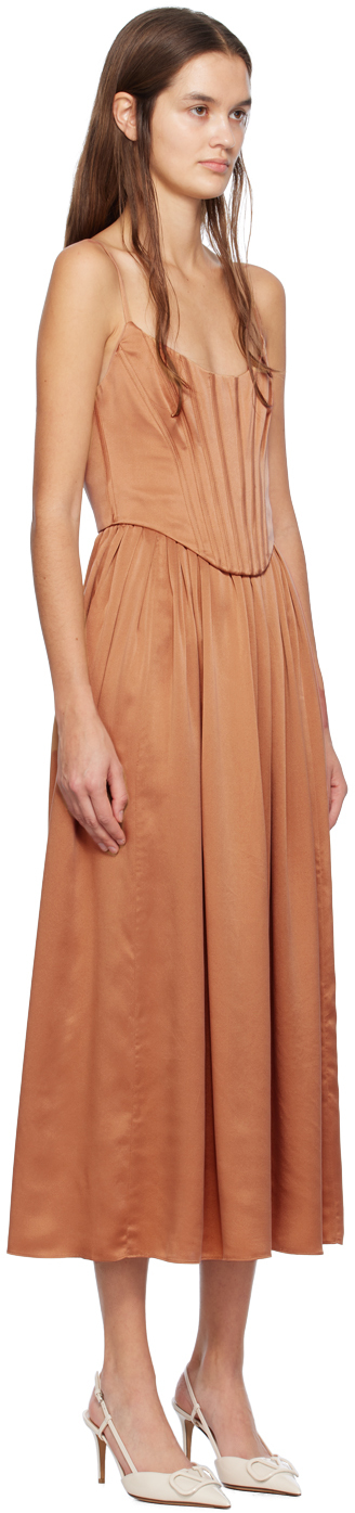 Zimmermann Brown Paneled Midi Dress In San Sand