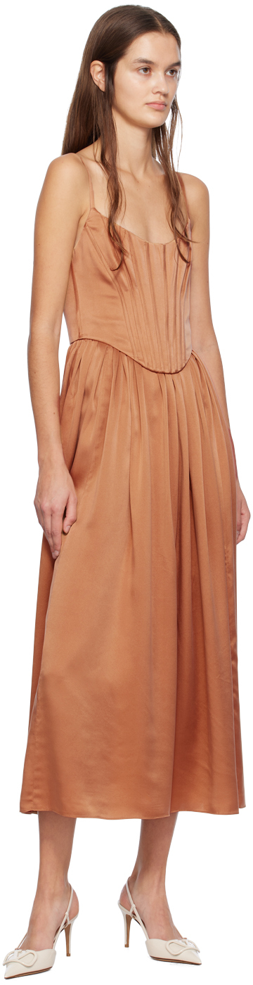 Zimmermann Brown Paneled Midi Dress In San Sand