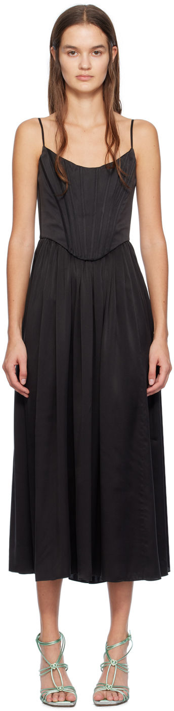 Black Paneled Midi Dress