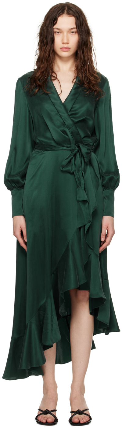 zimmermann green silk wrap dress silk wrap midi dress