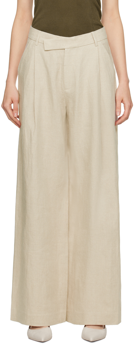 St Agni Beige Overlap Trousers In Natural