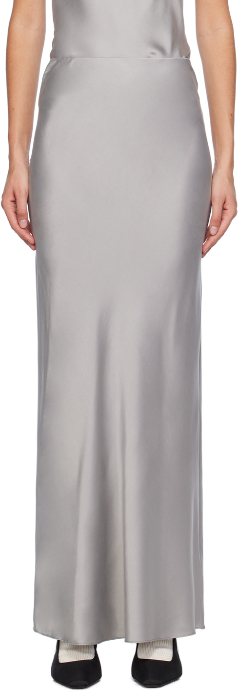 St. Agni Bias Slip Skirt In Silver
