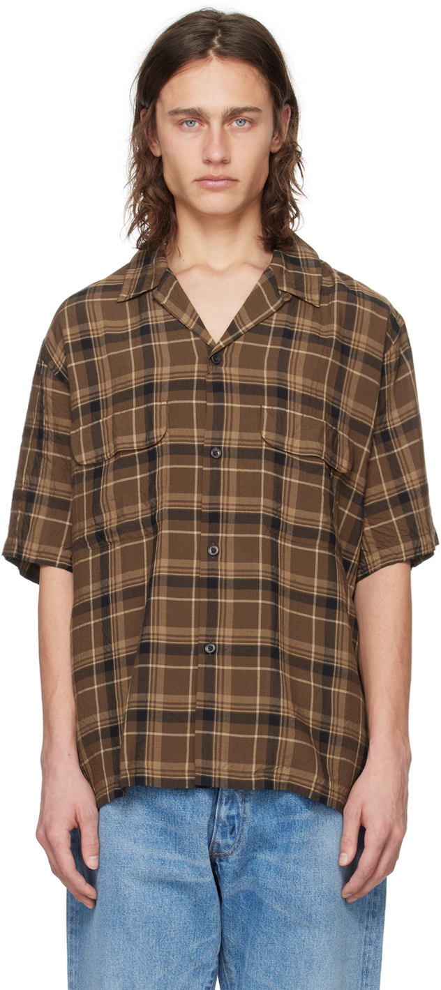 Brown Open Collar Shirt by KAPTAIN SUNSHINE on Sale