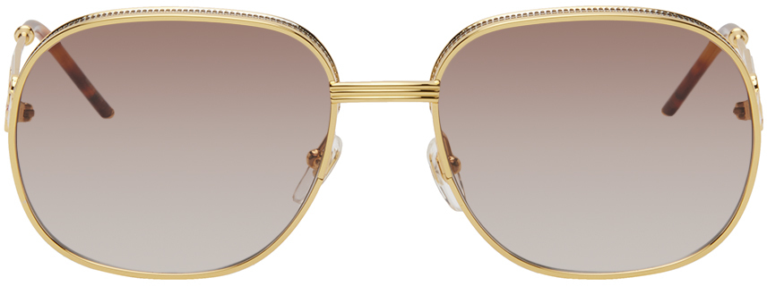 Casablanca Gold Square Sunglasses In Gold/silver/t-shell/