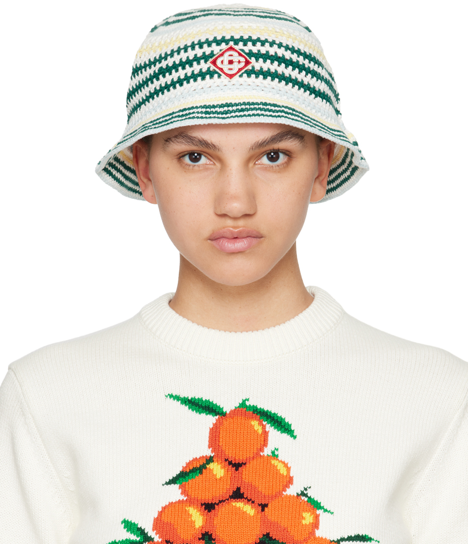 Shop Casablanca Multicolor Monogram Crochet Bucket Hat