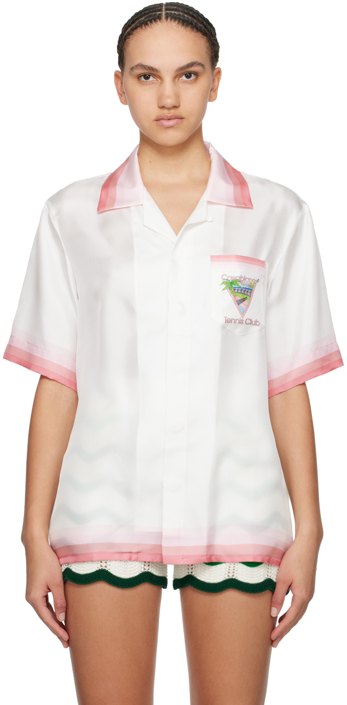 Shop Casablanca White & Pink Tennis Club Icon Shirt