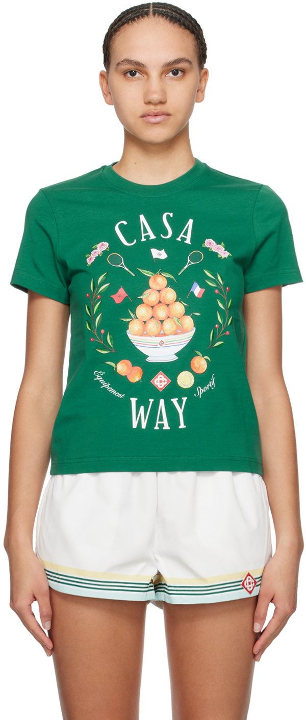 Shop Casablanca Green 'casa Way' T-shirt