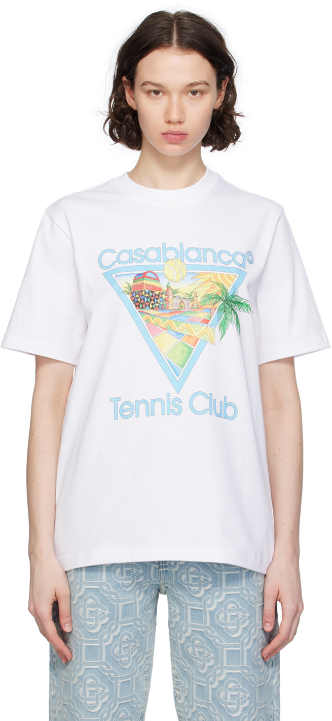 Shop Casablanca White Afro Cubism 'tennis Club' T-shirt