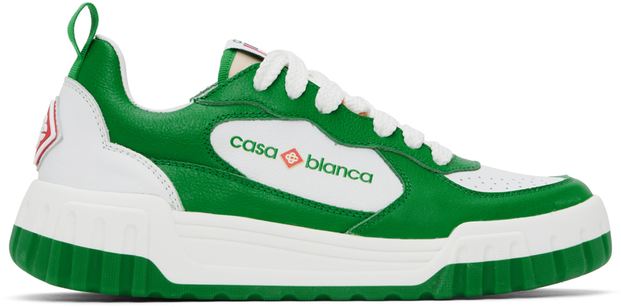 Shop Casablanca Green & White Court Sneakers In Green/white