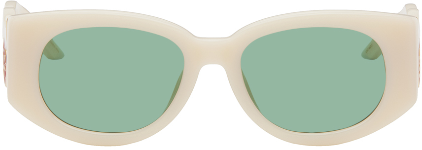 Casablanca Off-white 'the Memphis' Sunglasses In Cream/yellow Gld/grn
