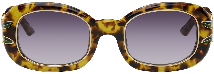 Casablanca Brown Laurel Sunglasses In T-shell/gold/brown