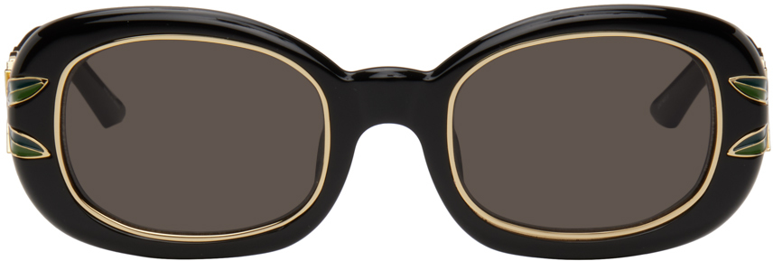 Casablanca Black Laurel Sunglasses In Blk/gold/laurel/grey