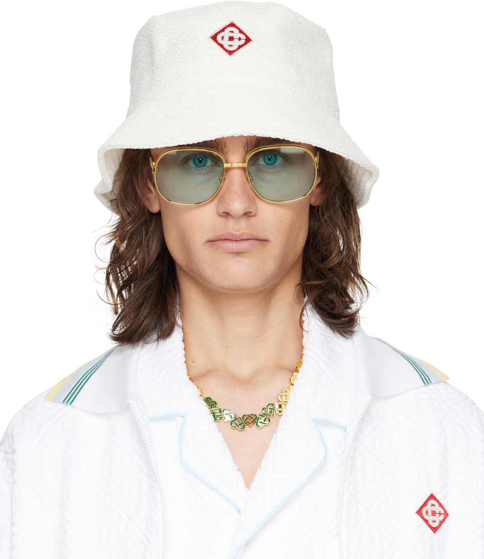 White Diamond Logo Bucket Hat by Casablanca on Sale