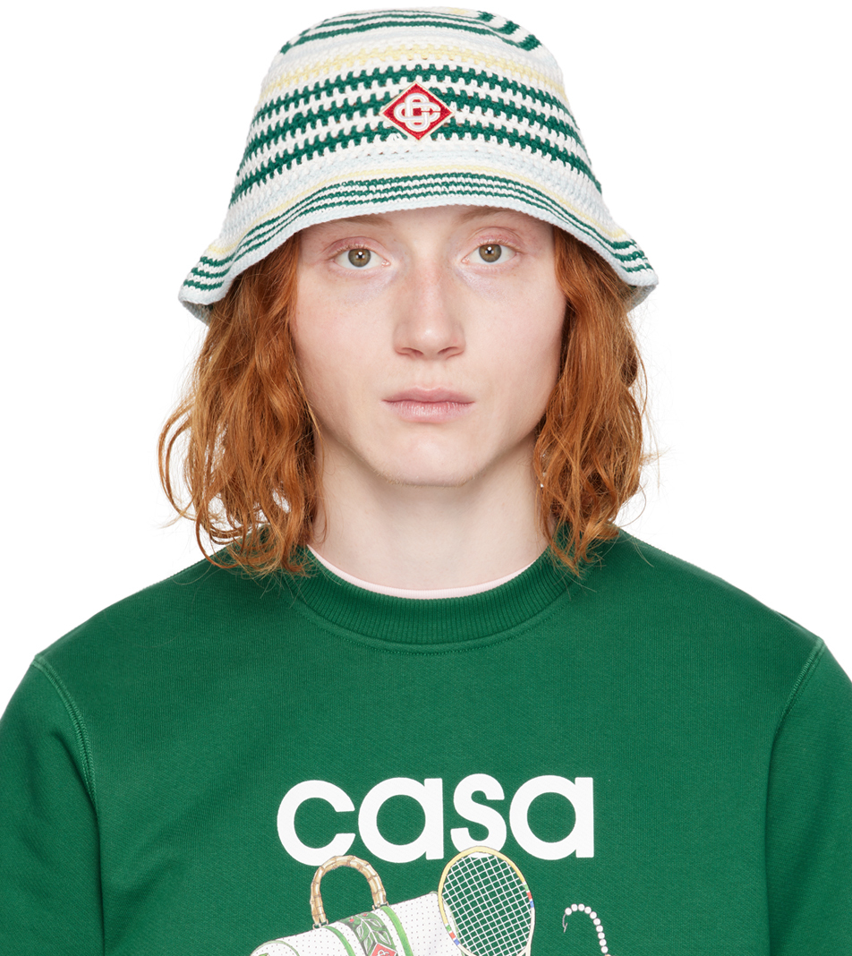 Shop Casablanca Multicolor Monogram Crochet Bucket Hat