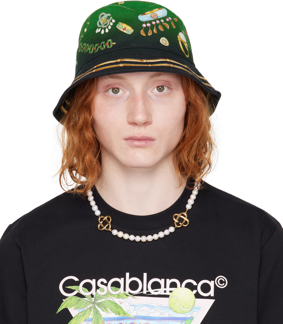 Casablanca Green 'la Boite A Bijoux' Bucket Hat