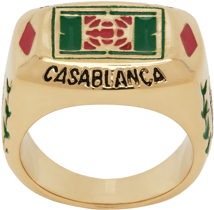 最前線の Casablancaのゴールド Tennis シグネットリングがセール中 アクセサリー