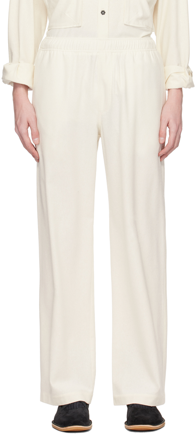 Shop Forma Off-white Elasticized Trousers In Ecru