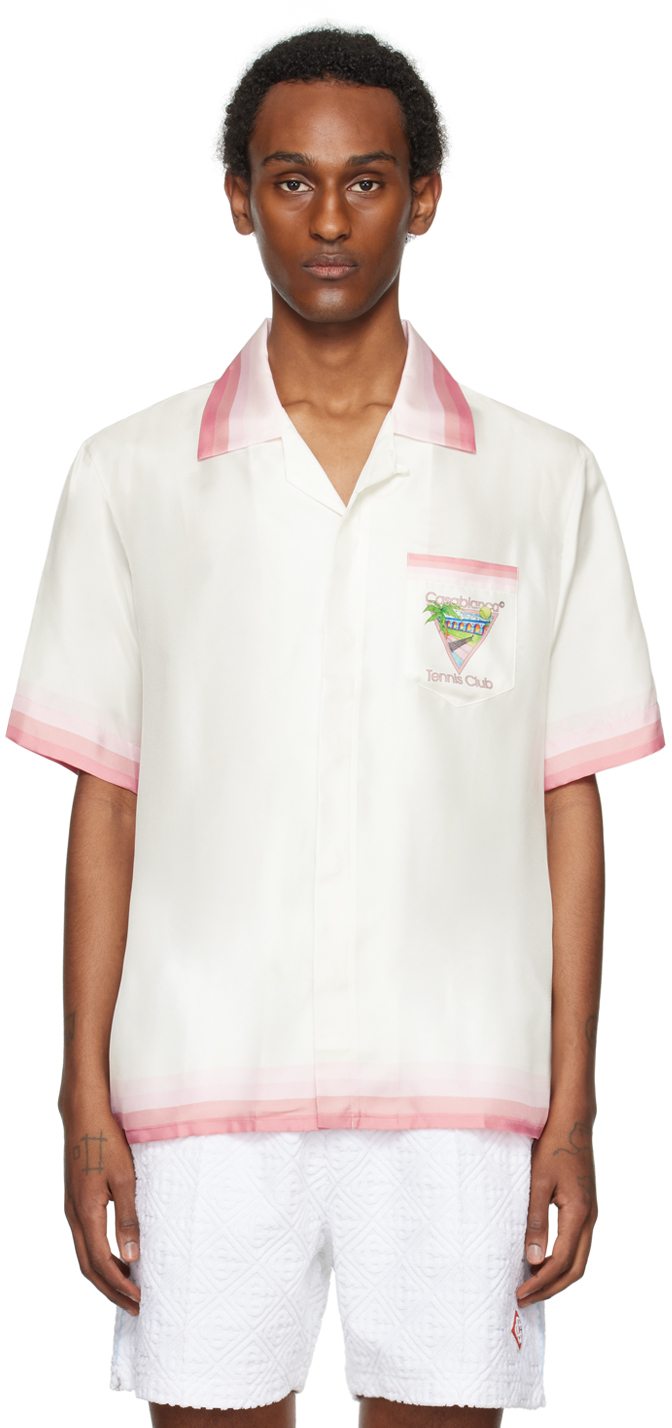 Casablanca: White & Pink 'Tennis Club' Icon Shirt | SSENSE