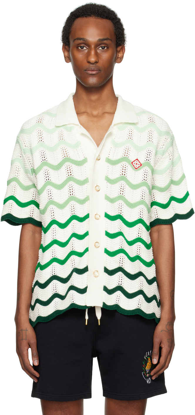 Casablanca White & Green Wavy Gradient Shirt