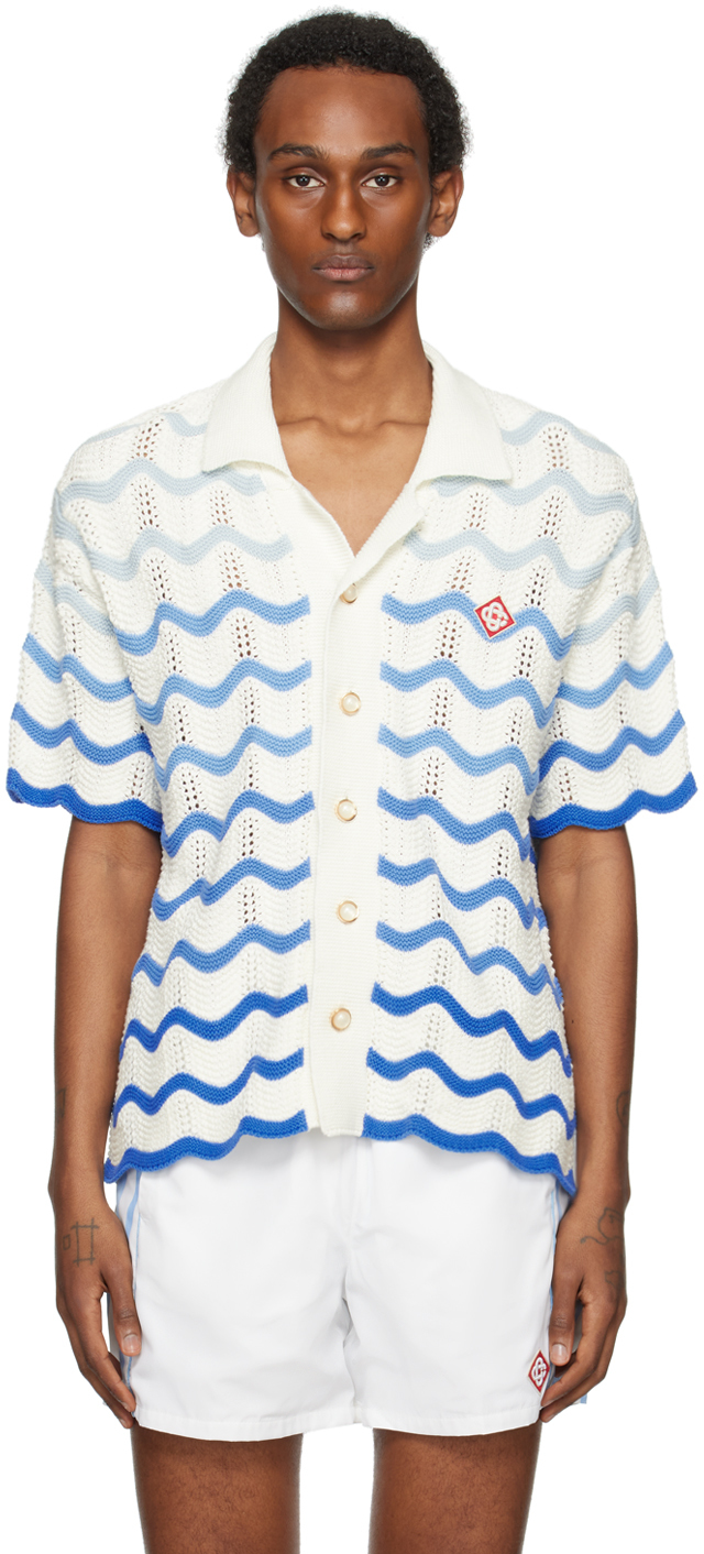 Casablanca White & Blue Wavy Gradient Shirt