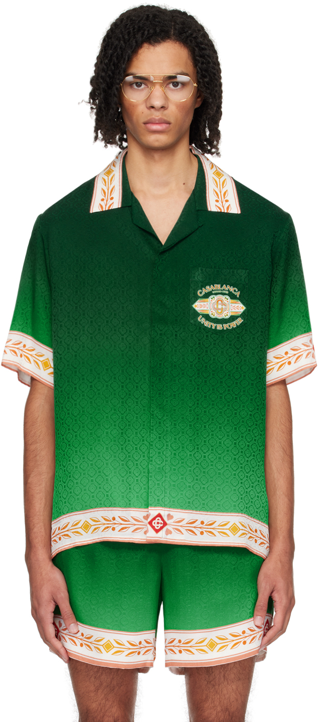 Shop Casablanca Green 'unity Is Power' Shirt