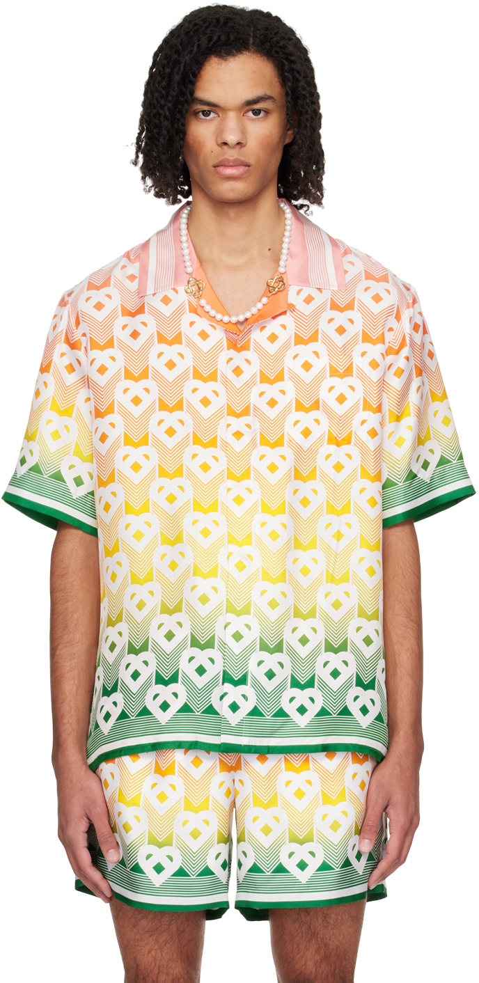 Shop Casablanca Multicolor Printed Shirt In Heart Monogram Grad