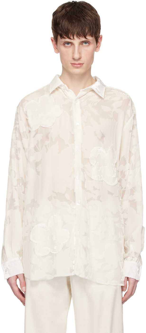 Shop Forma Off-white Flocked Shirt In Ecru