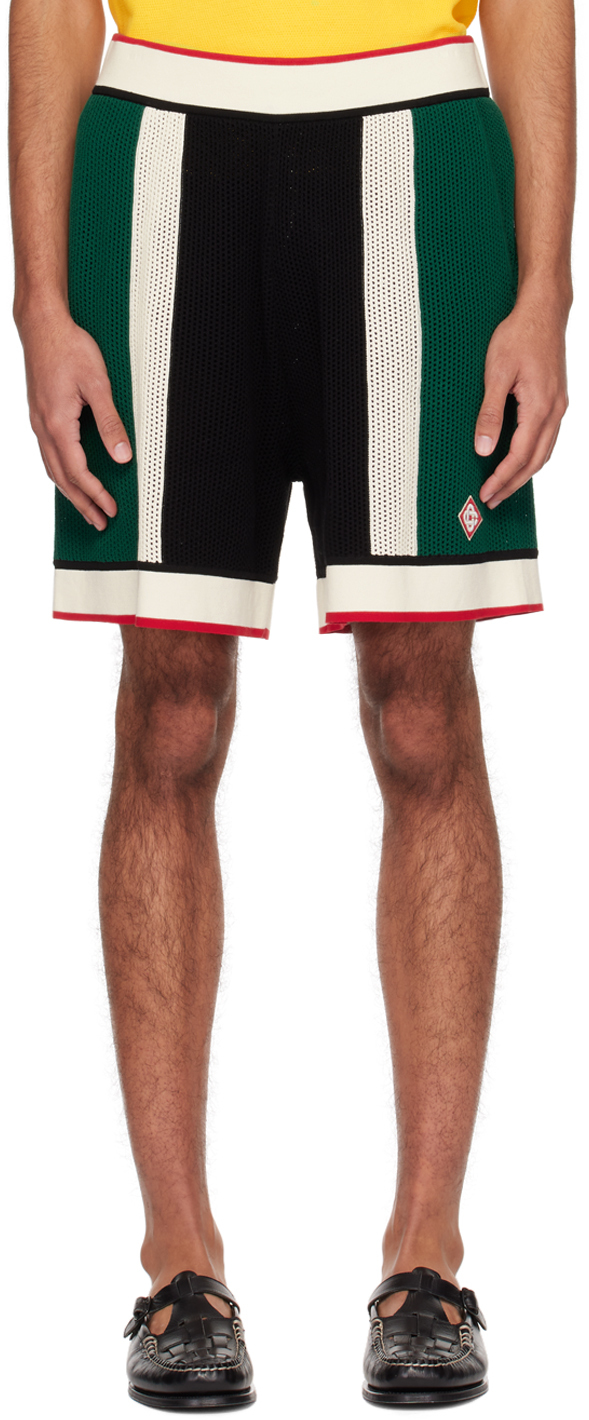 Shop Casablanca Multicolour Striped Shorts In Green/ White Stripe