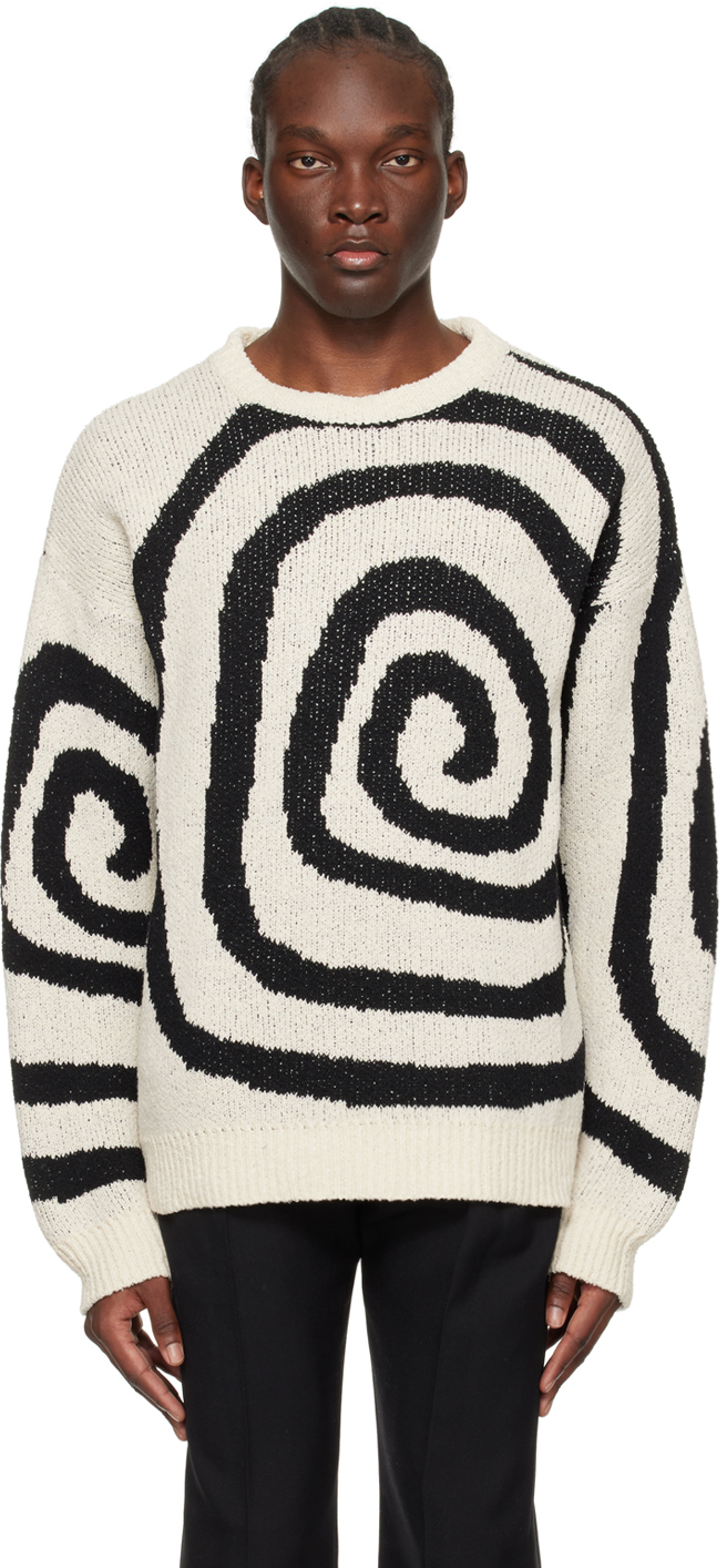 Forma Off-white Spiral Sweater In Ecru + Black