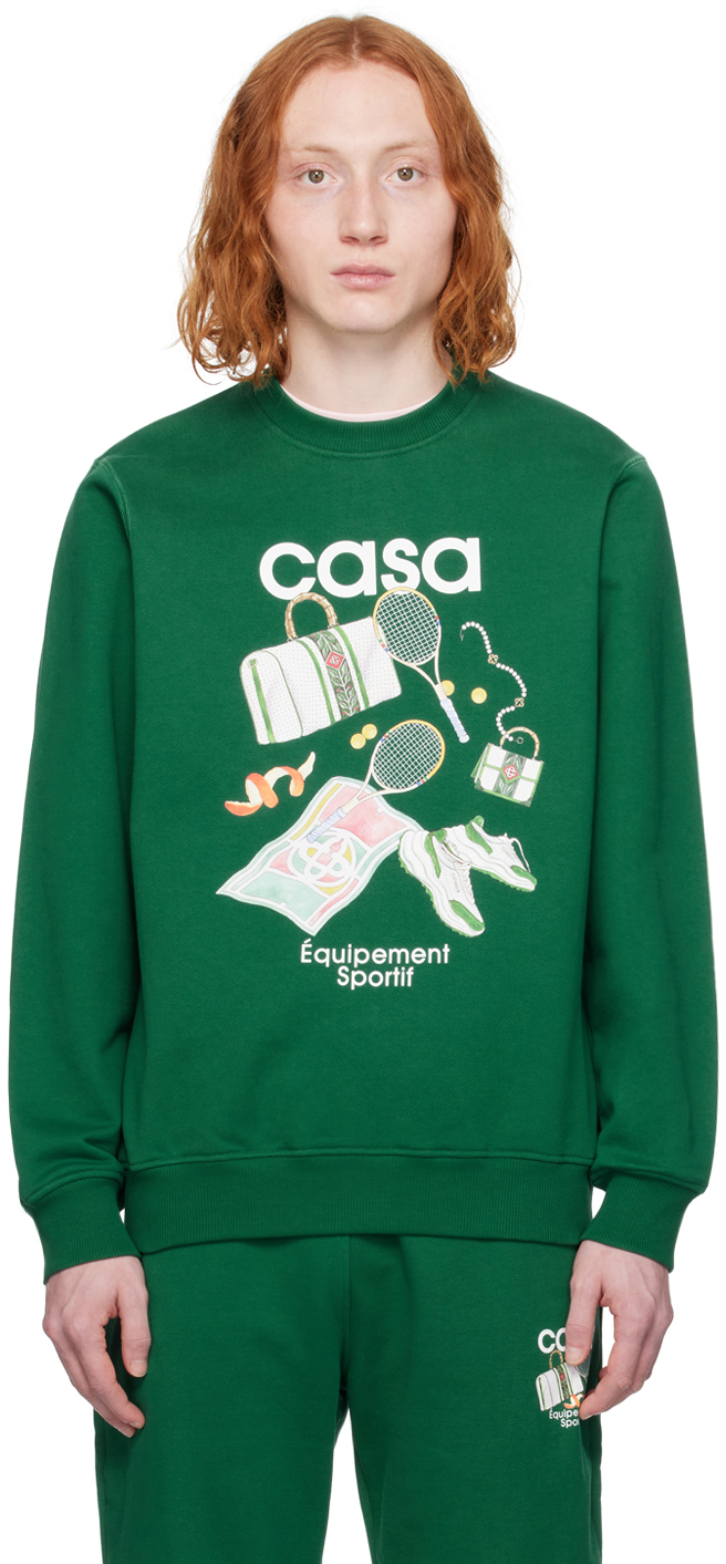 Shop Casablanca Green 'equipement Sportif' Sweatshirt