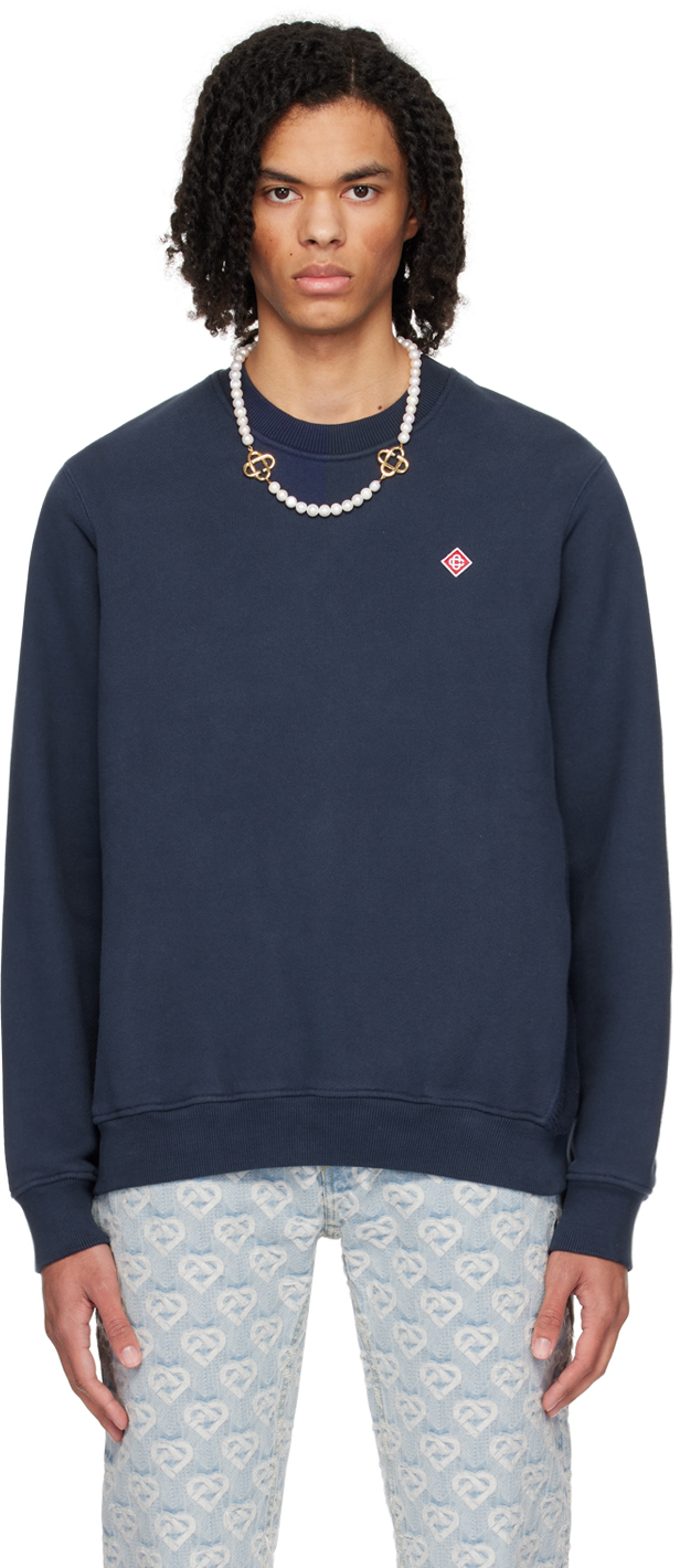 Shop Casablanca Navy Paneled Sweatshirt