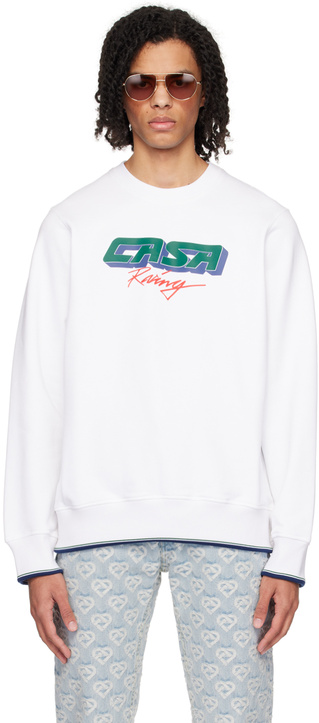 Shop Casablanca White 'casa Racing' 3d Sweatshirt